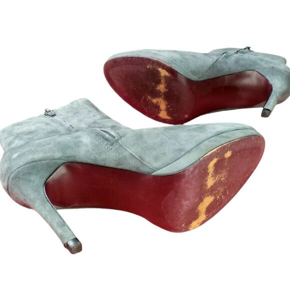 Zara Ankle Bootie Gray Suede Dressy 4" Stiletto Heeled Platform Zips Size 8 - Picture 5 of 10